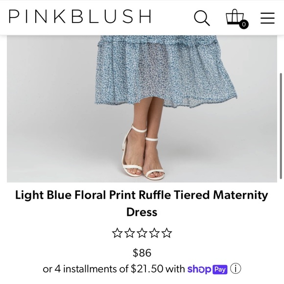 PinkBlush Blue Floral Print Ruffle Tiered Maternity Dress - Picture 8 of 9